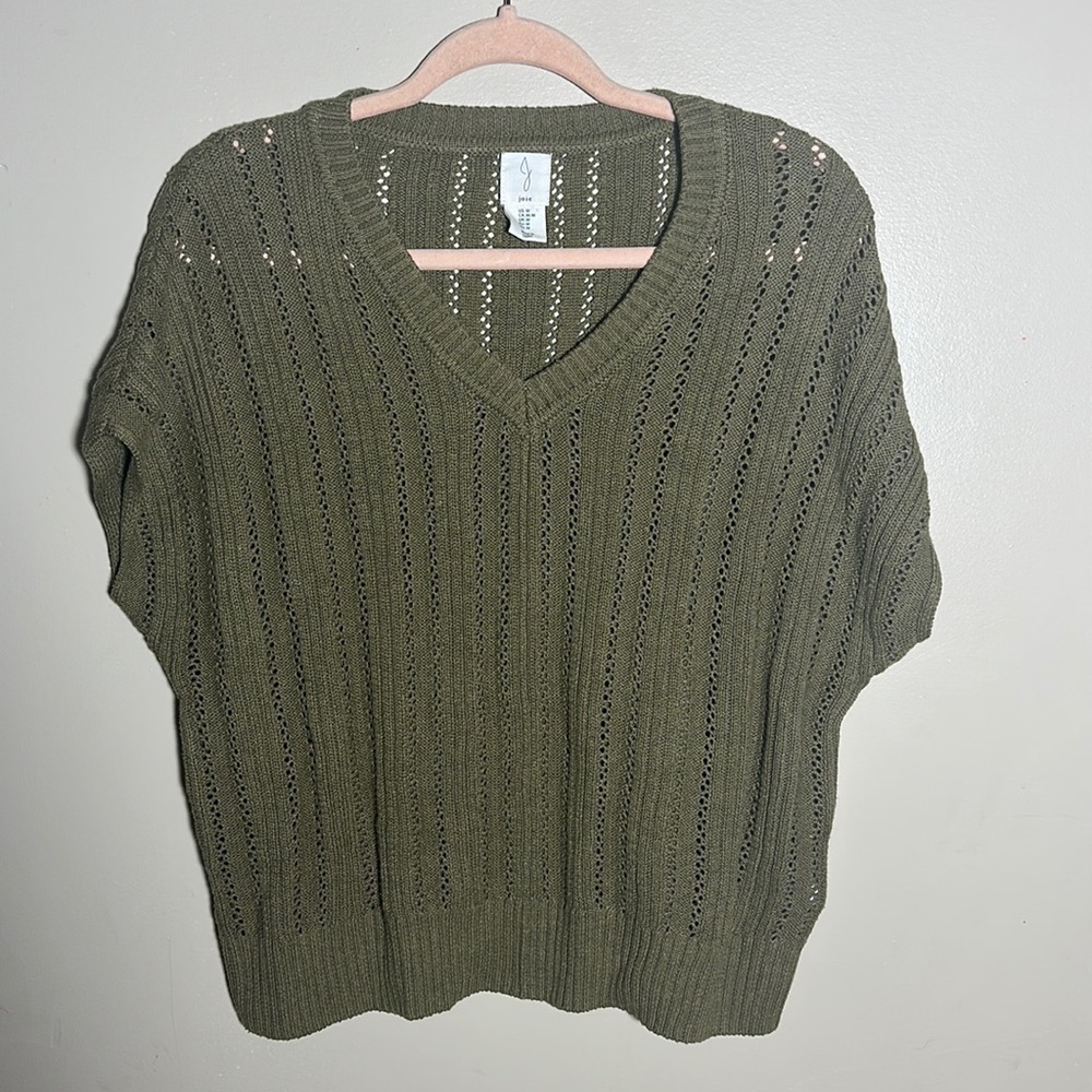 Joie Olive Knit Short Sleeved‎ Sweater | Medium